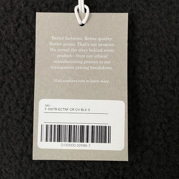 Everlane The ReNew Fleece Oversized Crew Teddy Sweatshirt, Small, NWT, Black - Picture 10 of 12